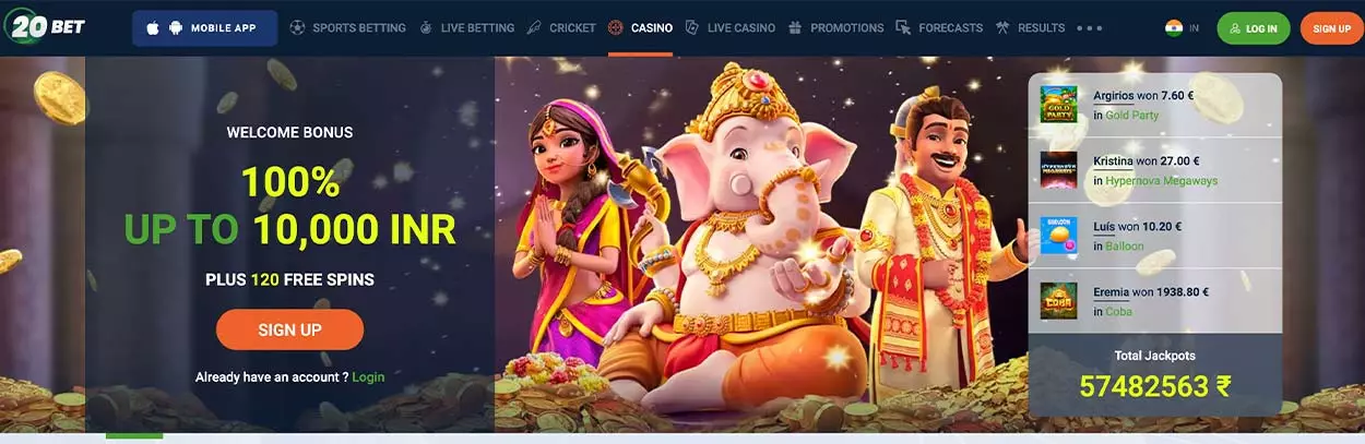 20bet casino for real money to play online in India