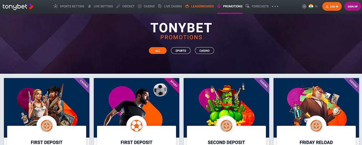 Promotions pahe for TonyBet Casino - India