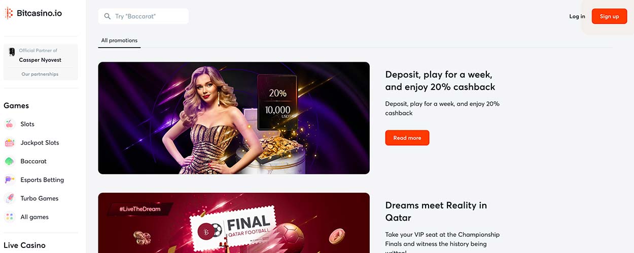 Promotions page for Bitcasino Casino - India