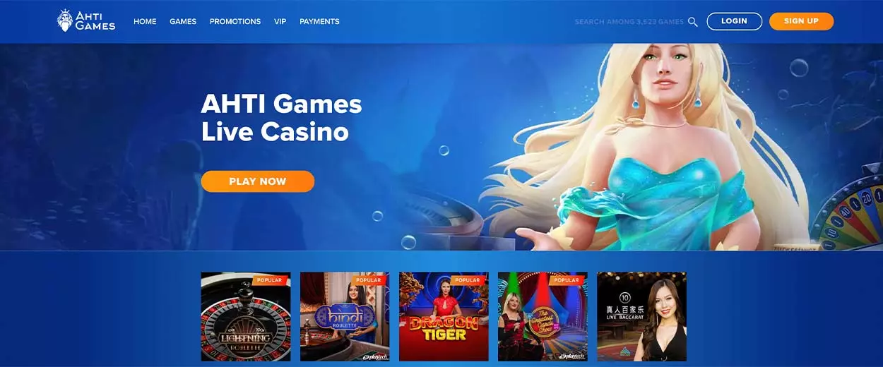 Ahti Games Live Casino Lobby for India